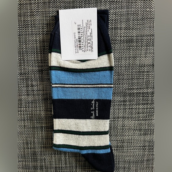 New Men's "Paul Smith" Sock Corn Stripes, Blue/Beige, - Picture 2 of 3